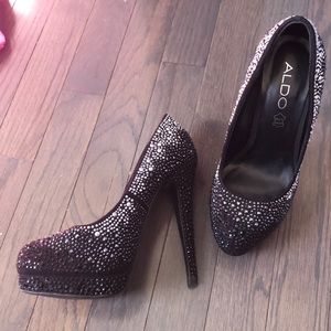 Jeweled Aldo Black High Heels